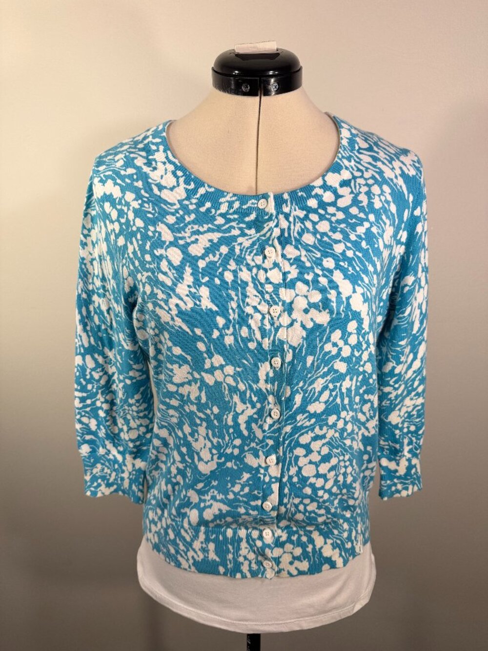 Talbots Pima Cotton Long Sleeve Sweater Petite Size S Small Crew Neck Blue